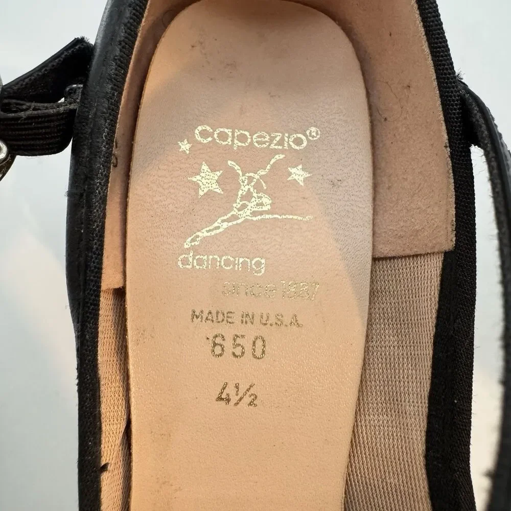 Vtg. Capezio Manhattan Xtreme Mary Jane Heeled Tap Dance Shoes 4.5M No Taps USA